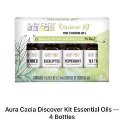 NEW!  Aura Cacia Discover Kit Essential Oils -- 4 Bottles