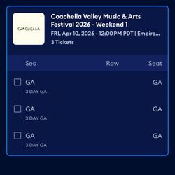 COACHELLA WEEKEND 1 MOBILE TICKETS
