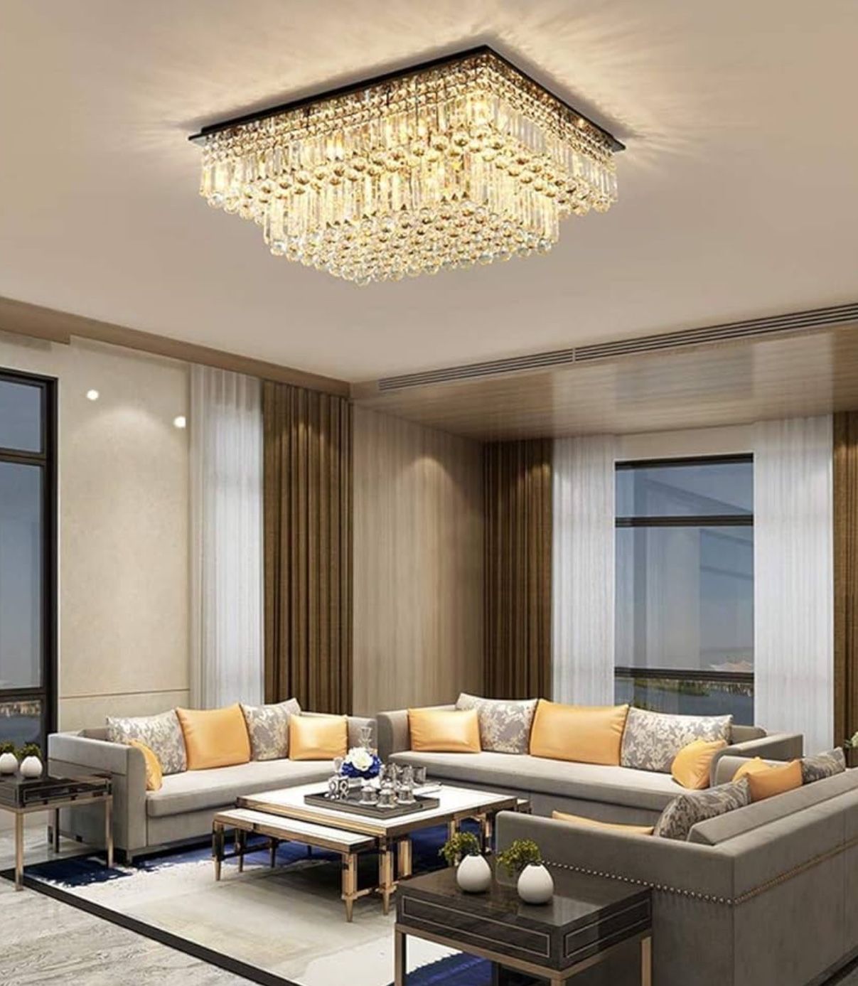 Modern Square Crystal Chandelier