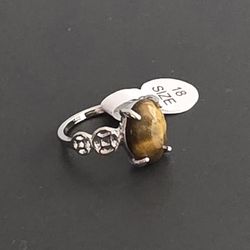 TIGER EYE POLISHED CABECHON FASHION LADIES NEW SIZE 8 RING 