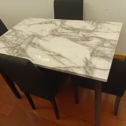 *Wow!!!*---Space-Saving Tedd Black Dining Table Sets W/4 Chairs---Delivery Available🤠