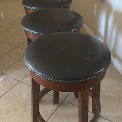 3 barstools swivel leather top seats