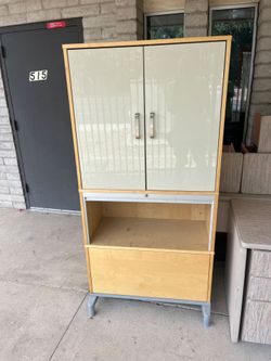 Classroom Storage Cabinet with Doors and Shelf and Desk