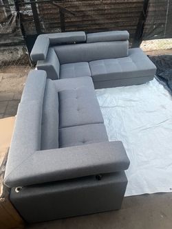 Gray Fabric Sectional Sofa with Chaise