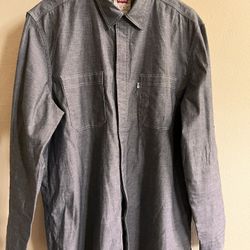 Levi's Men's Communter Long Sleeve Shirt Size XL Grey Slim Fit 97% Cotton