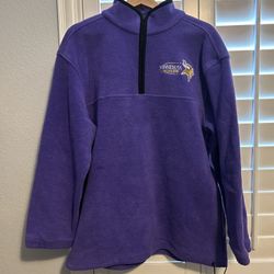 VTG Y2K 2000’S NFL MINNESOTA VIKINGS PURPLE 3/4 FLEECE ZIP UP SWEATER SIZE LARGE