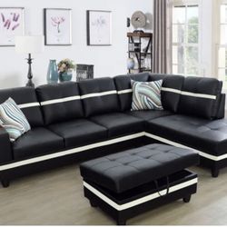 3 - Piece Vegan Leather Sectional