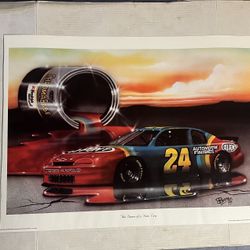 1995 Jeff Gordon #24 DuPont Auto Finishes "Dawn Of A New Era" artist poster by Motorsports Traditions. This poster measures approximately 20x29