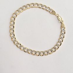 10kt Real Gold Cuban Curb Diamond Cut Bracelet 6.4 mm 8 Inches