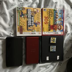 3DS DS lite with pvz new super Mario bros and super and super Mario makers 3Ds and new super Mario bros 2