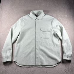 COS Relaxed Boiled Wool Overshirt Men’s M Lime Green Button Down #2432