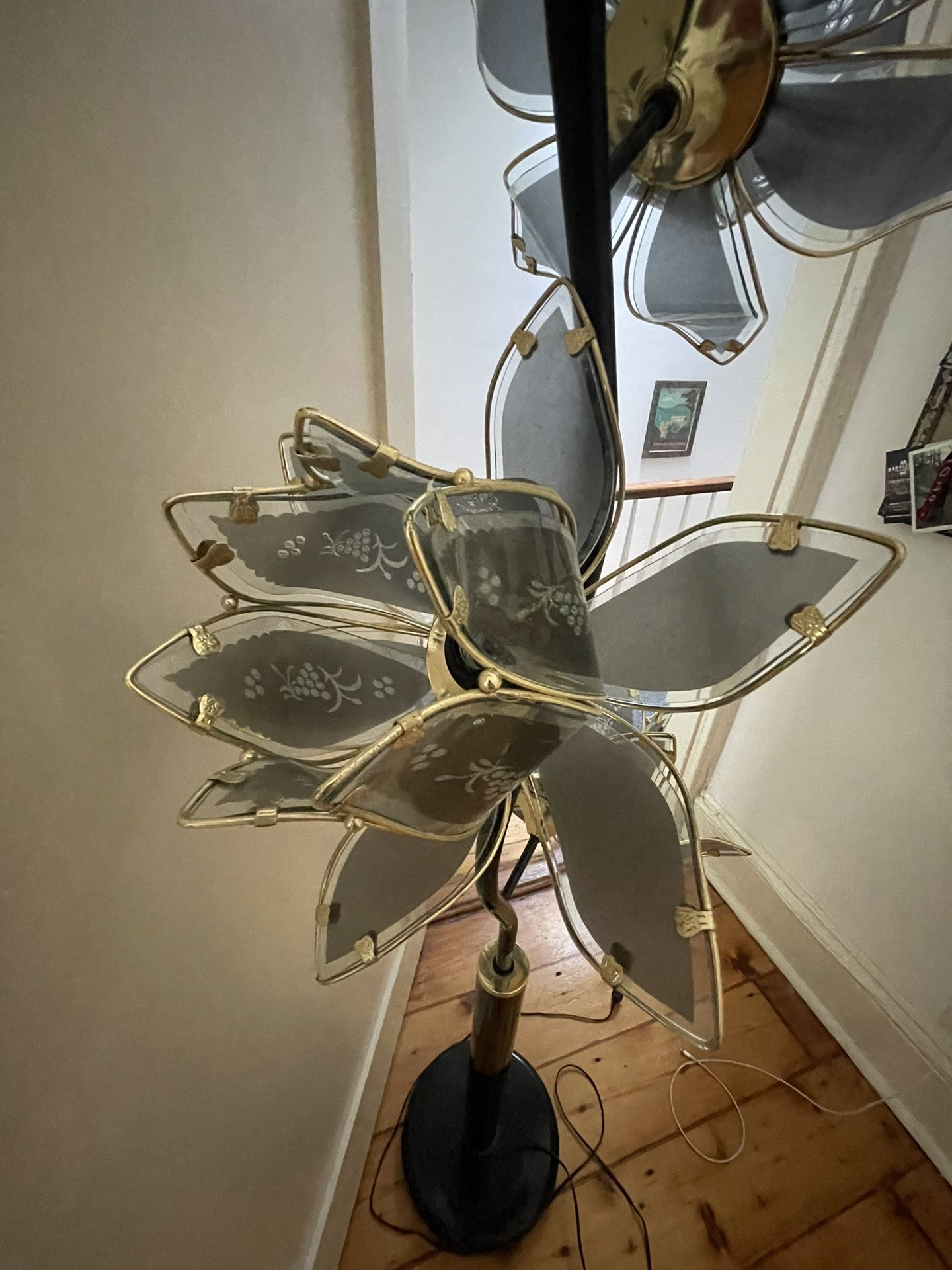 Glass Lotus Flower Standing Lamp