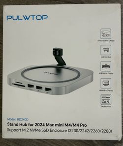 Pulwtop Mac Mini Pro M4 Dock Stand 9in1 SSD enclosure DP 4K 144Hz & HDMI 4K 60Hz