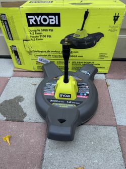RYOBI 12 in. 3100 PSI Electric Pressure Washer Surface Cleaner with Caster Wheels
