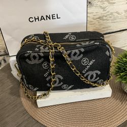 Black Denim Crossbody By With Chain