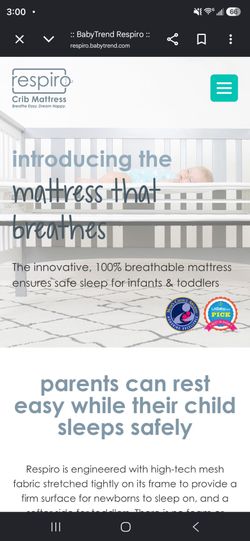 Baby Trend Respiro 100% Breathable Crib Mattress. Frame only.