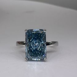 3.41 carat fancy vivid blue VVS2 Radiant Cut Lab Diamond Engagement Ring 