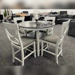 5 pc counter height round dining table set