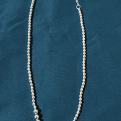 Sterling Silver Beaded Necklace 
