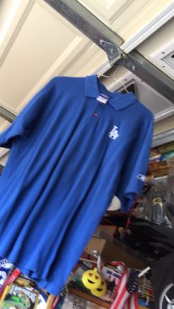 Royal blue dodgers short sleeve polo shirt size adult M
