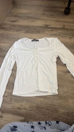 Love poem half button down white shirt (size medium)