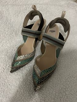 Fendi Roma Pointed-Toe Slingback Heels