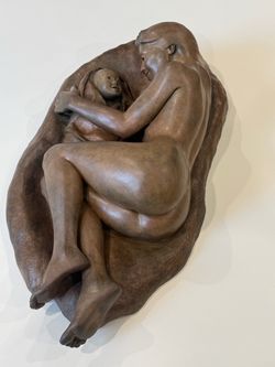 Mother and Child Bronze Relief