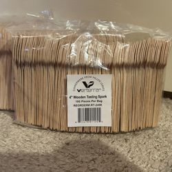 400 Pack Disposable Wooden Sporks, 4" Biodegradable Compostable Birchwood Fork Spoon 2-in-1 Utensil, Perfect for Dessert, Appetizers, Cocktails