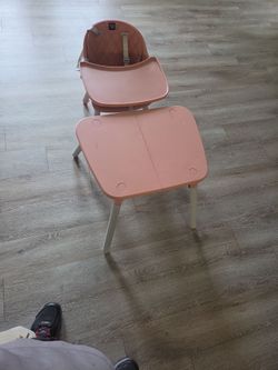 Babyjoy 4-in-1 Convertible Baby High Chair and Toddler Table Set in pink