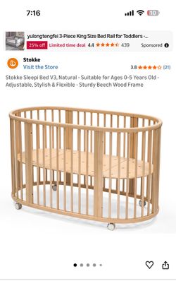 Stokke Sleepi Bed V3 + Mattress — Natural | Like New in Box