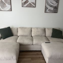 UPHOLSTERED SOFA W/ 2 OTTMANS