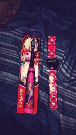 Brand new unicorn academy tooth brush and brand new hello kitty smart watch - Read description