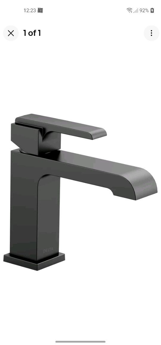 DELTA 567LF-BLLPU Ara 1.2 GPM Single Hole Bathroom Faucet MATTE BLACK