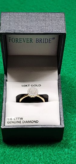 Forever Bride 1/6 CTTW 10k Yellow Gold Engagement Ring Size 7 New With Tags Box