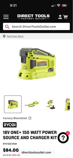 Ryobi 18V ONE+ 150W Power Source and Charger Kit