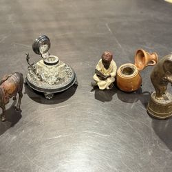 Antique Cast Iron Banks and Ink Wells