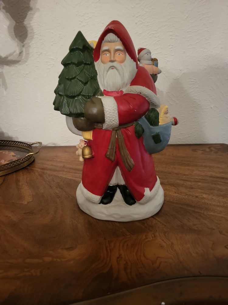 Heavy Santa Planter Or Candy Holder, 12  1/2"  Tall, New