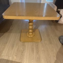 Modern Wood Dining Table w/ Sculptural Pedestal Base