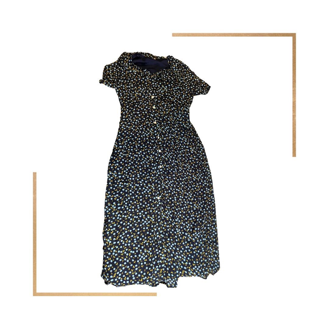 Navy Blue Floral Summer Dress