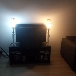 Offers Welcome  2 - 20" Fine Glass Lamps (No Nicks Or Breaks)