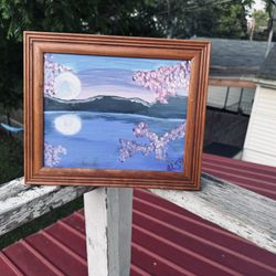 “Lunar Bloom” – 12x16 Original Acrylic Painting – Framed Landscape