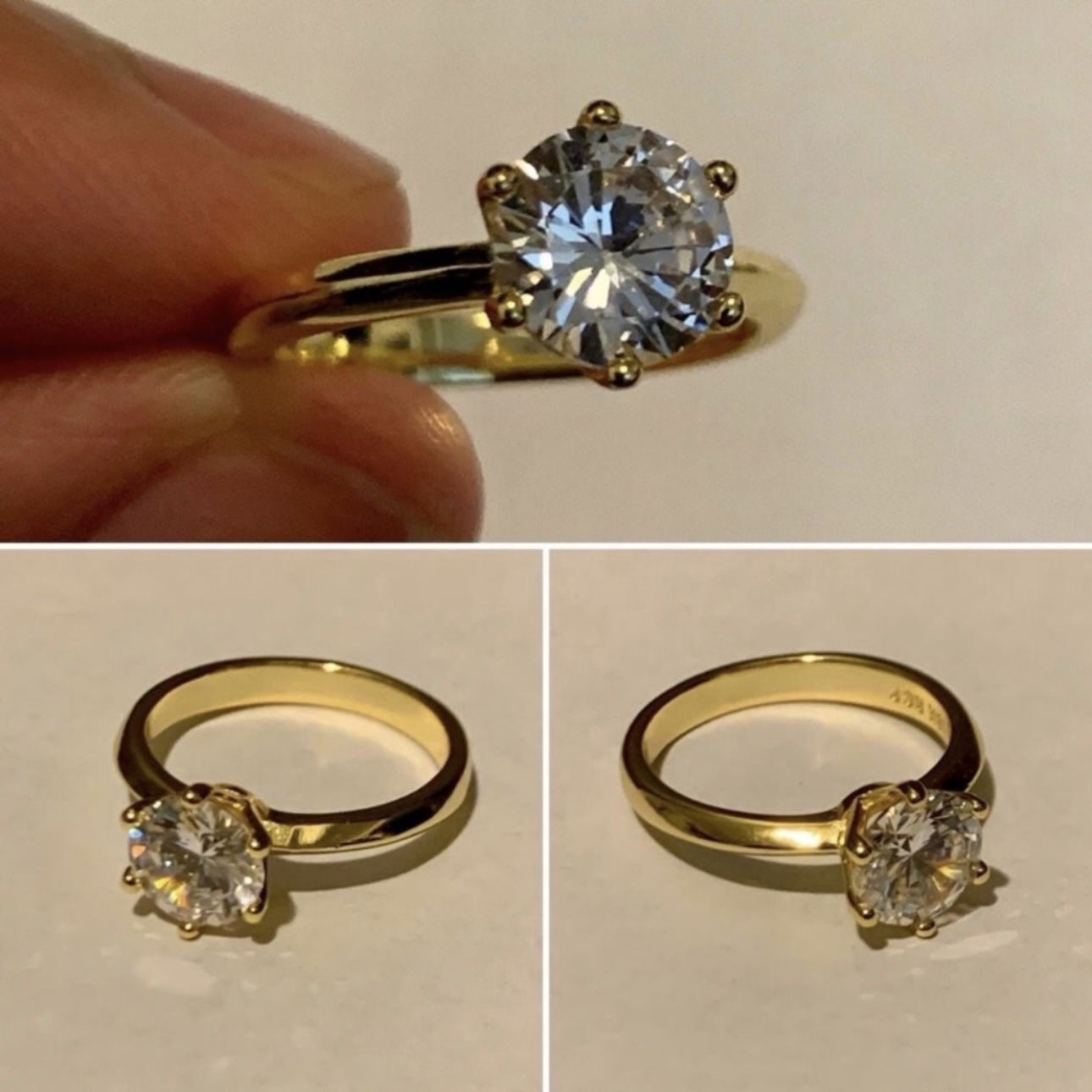 18K Yellow Gold Diamond Ring Size 6
