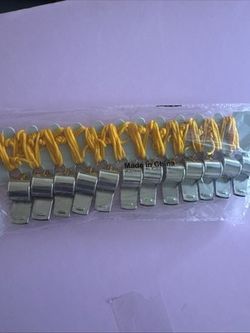Set of 12 Sports Whistles On A Yellow Ribbon. Brand New.