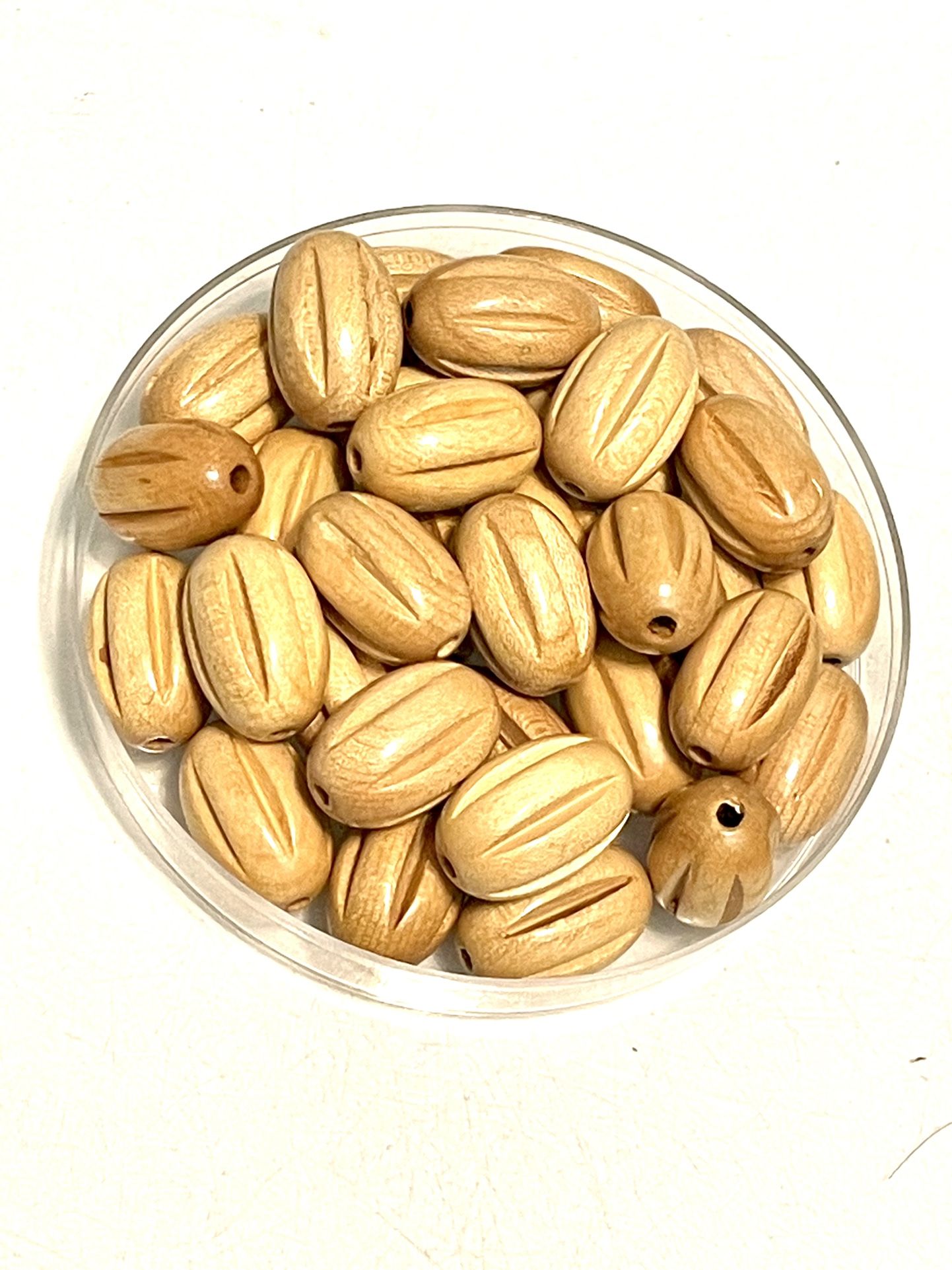 Lot Of 33 Fluted Wooden Beads