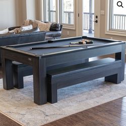 Like New Pool Table w/ Top & Benches - New York Nights Combo Pool Table Set
