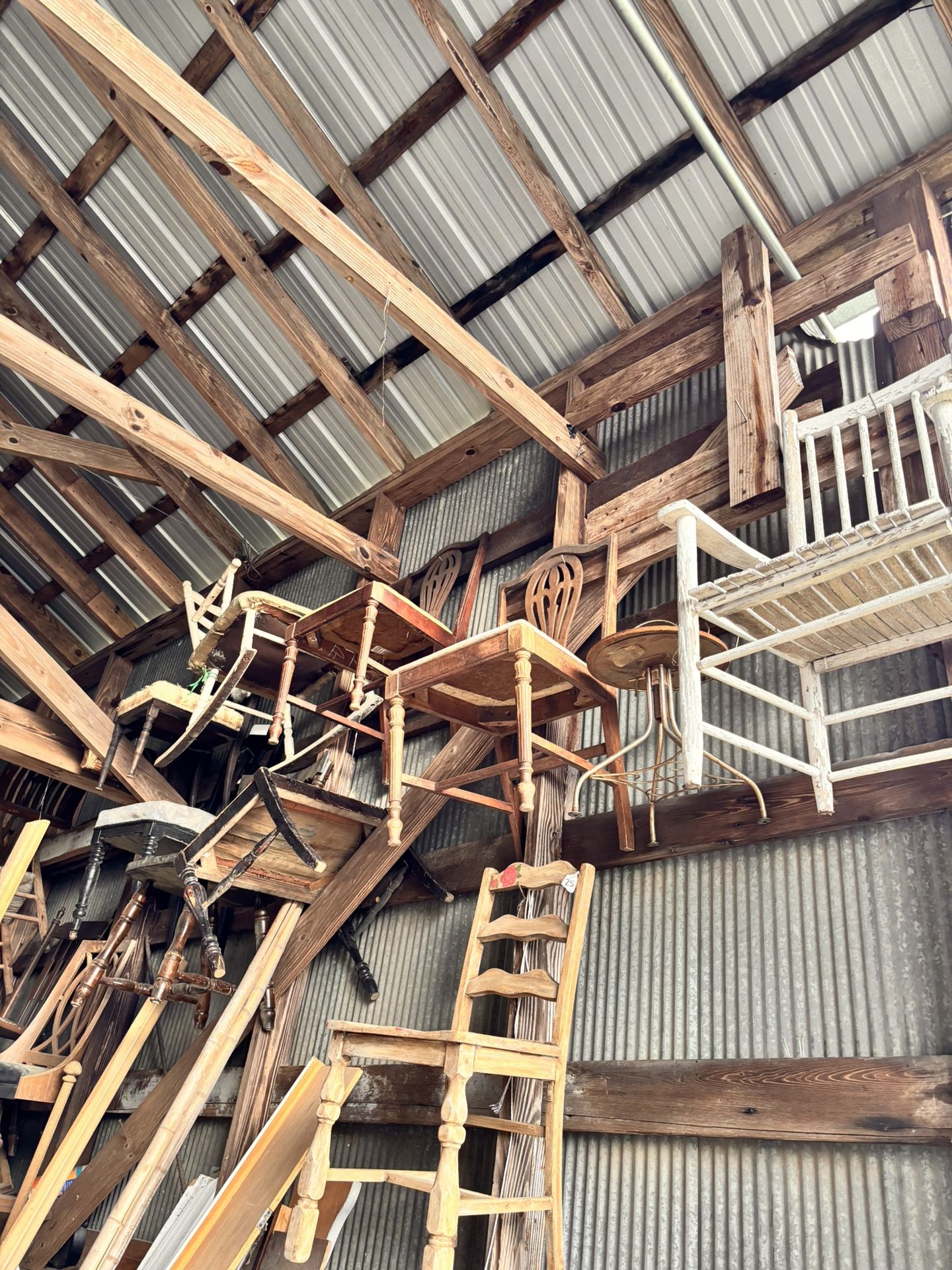Warehouse Full Of Antique Chairs And Furniture