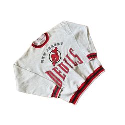 Vintage 90s Nutmeg New Jersey Devils Sweatshirt Men's Medium Gray NHL Hockey USA