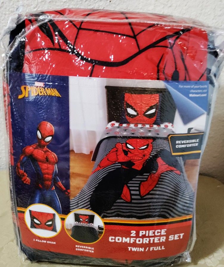 SPIDERMAN, 2 PIECE COMFORTER SET, TWIN/FULL. ( PICK UP IN MODESTO.)