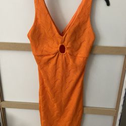 Guess Orange V Neck Short Dress Knits small New without tag