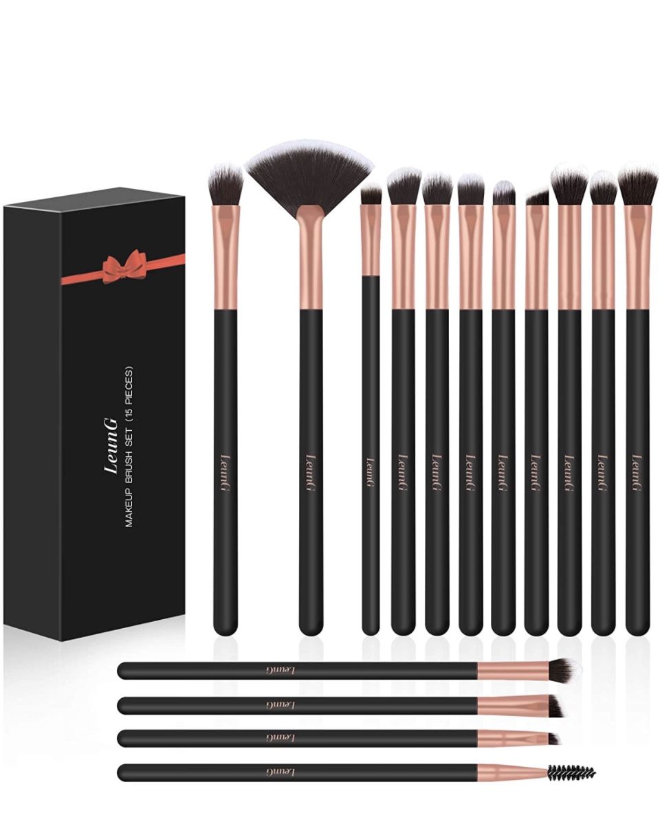 Eye Makeup Brushes Set 15, Eyeliner Eyeshadow Blending Brush, Wool Make Up Brush Set Eyeshadow Lip Brush for Beautiful Female (Black)